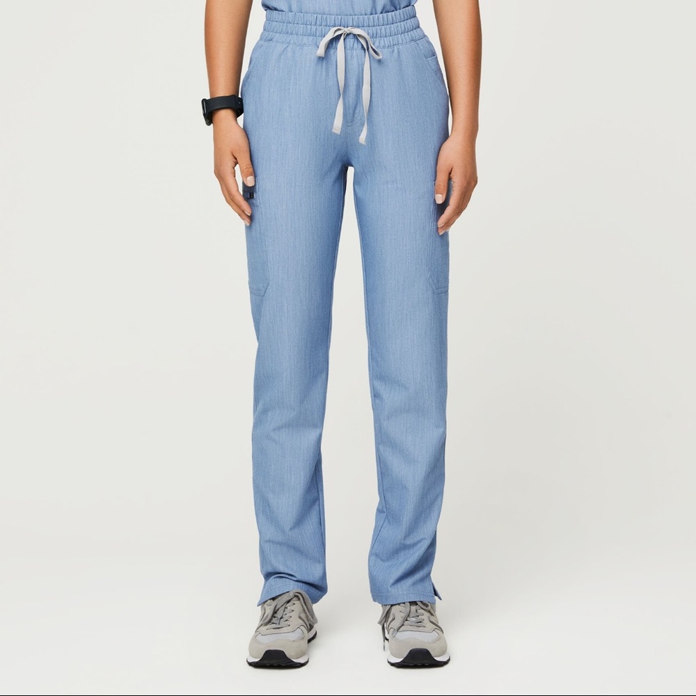 FIGS Yola High Waisted Scrubs in Heather Indigo